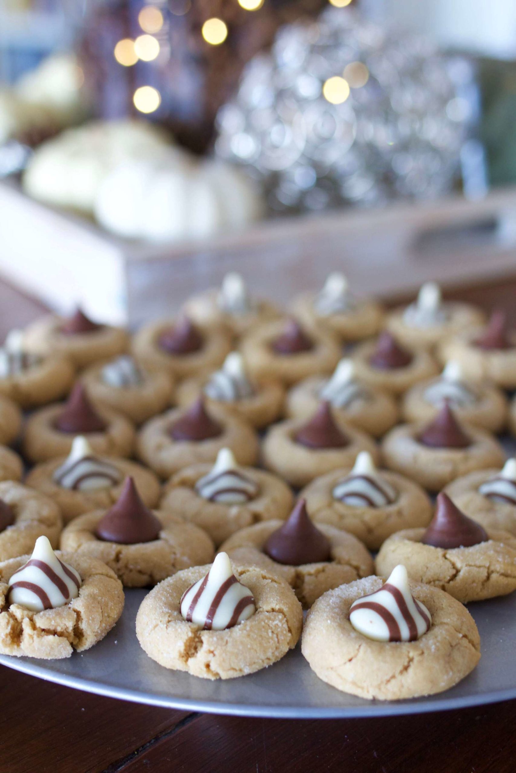 Peanut Butter Blossoms on a tray