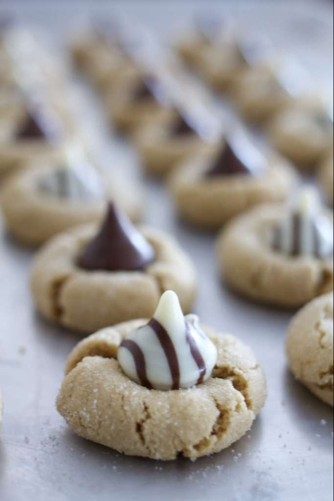 up close peanut butter blossoms cookie