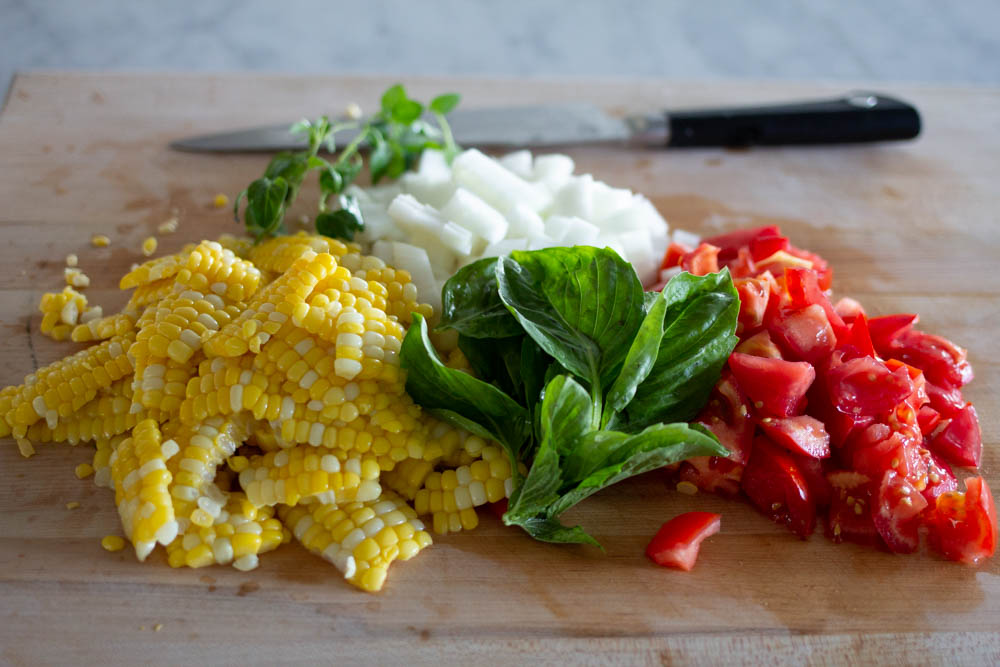 Corn and Tomato Salad ingredients 