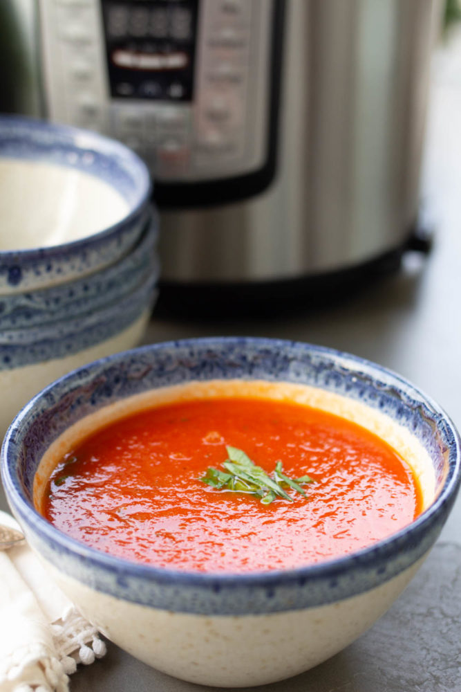 Tomato Soup made with fresh tomatoes in the Instant Pot