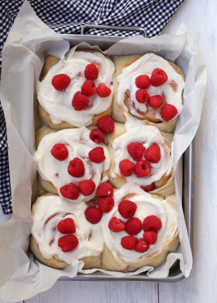 Fresh Raspberry Rolls with Cream Cheese Frosting