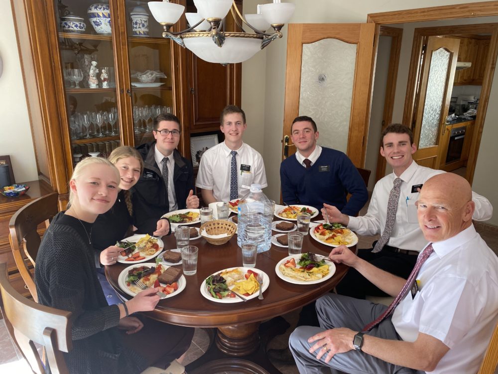 Missionaries eating meal Spain