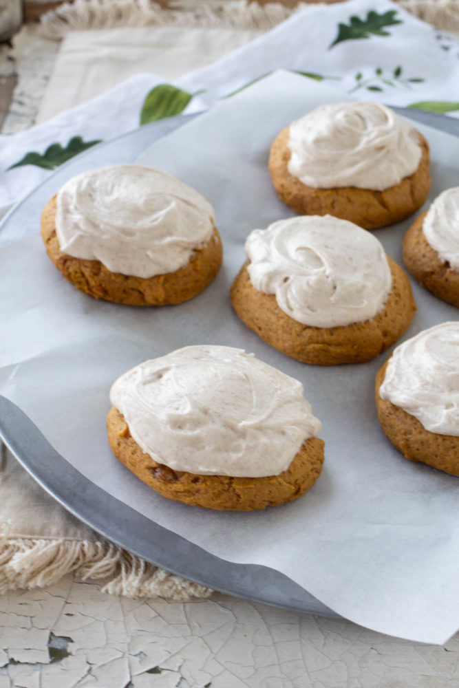 Fall cookies with cream cheese frosting!