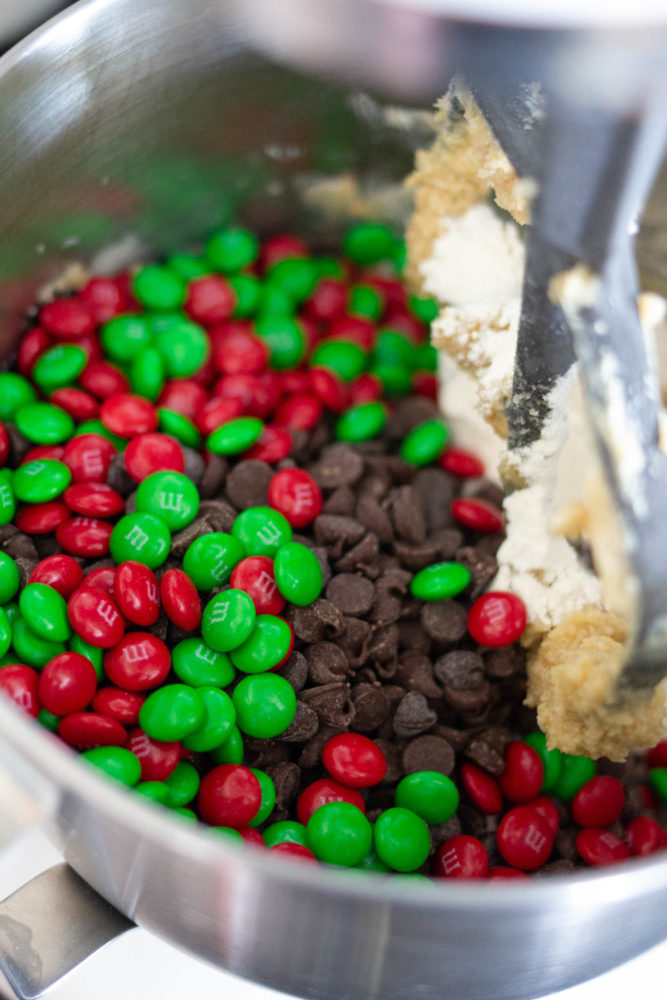 Red and Green M&M Christmas Cookies