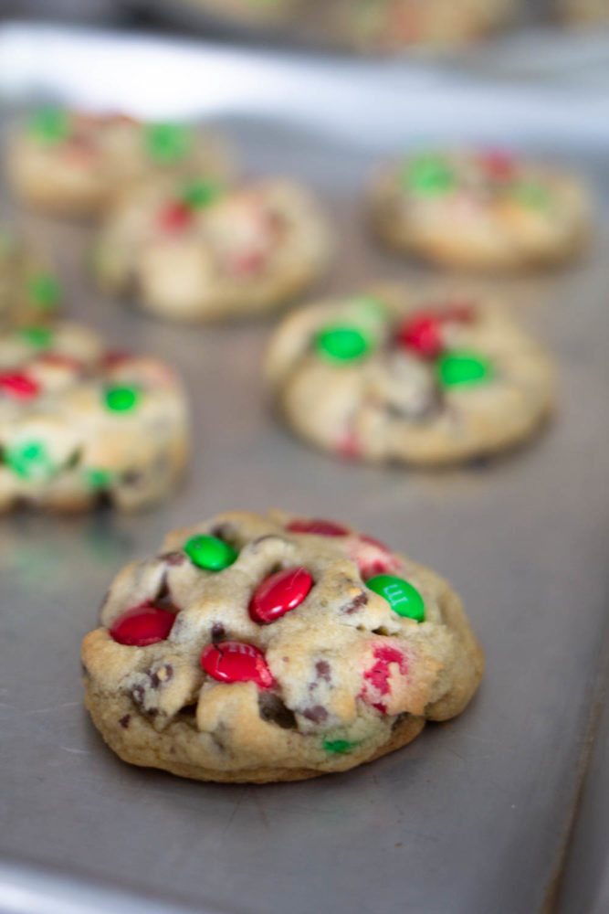 Bakery-Style Chocolate Mint M&M Cookies • baste cut fold