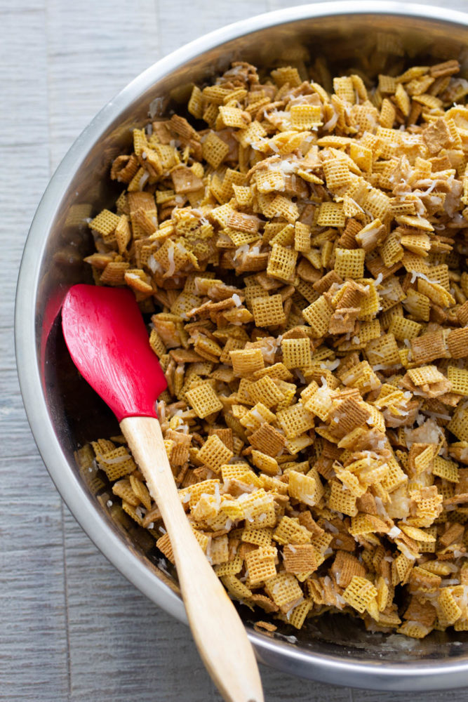 Chex Mix Treat with Coconut and Almonds