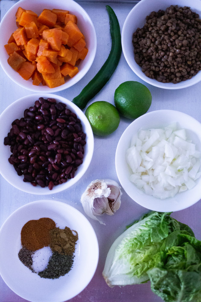 Ingredients for healthy taco bowls