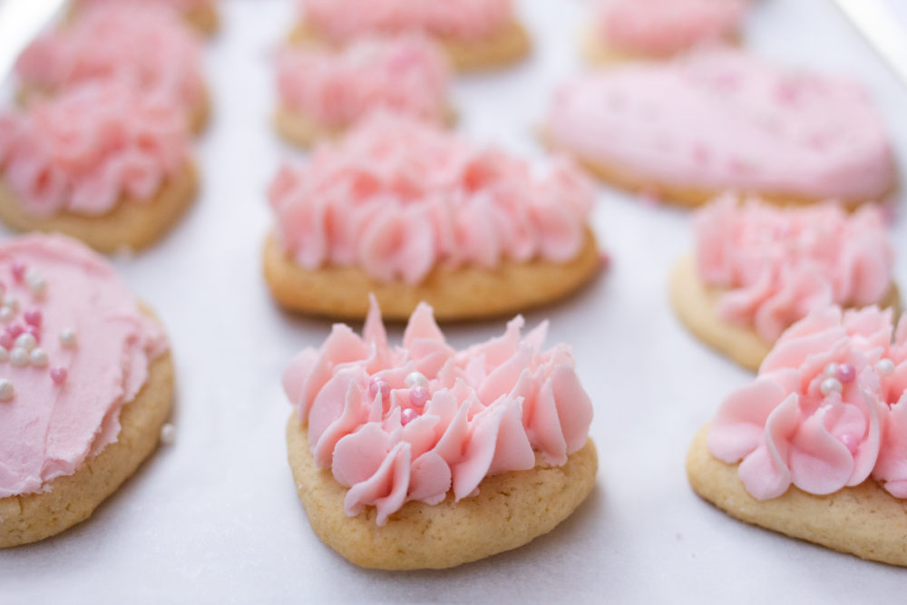 Large and small heart shaped sugar cookies