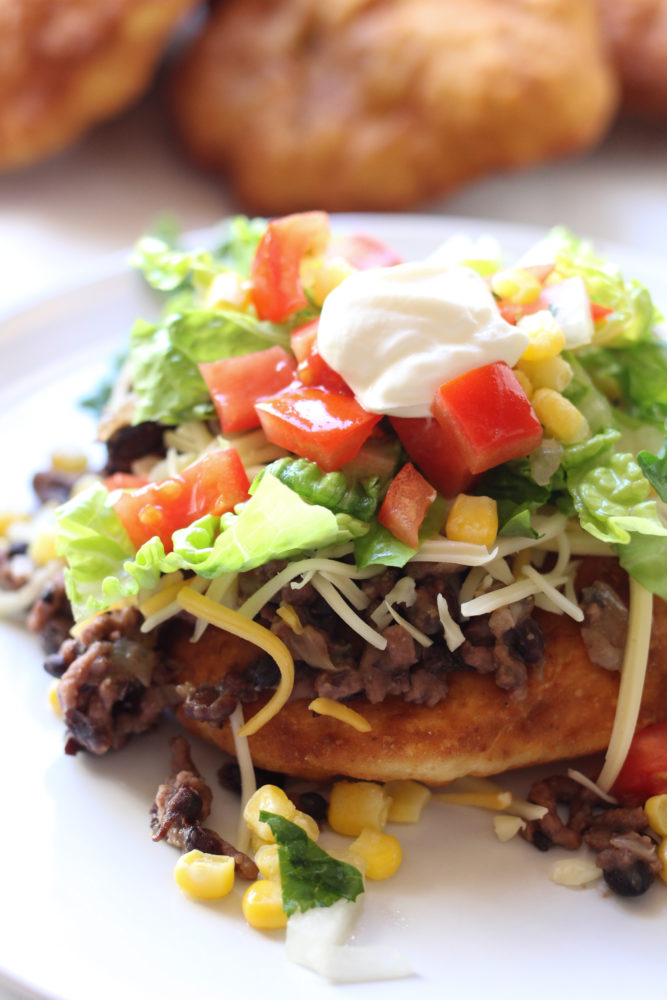 Easy Navajo Tacos with Veggies and Indian Fry Bread