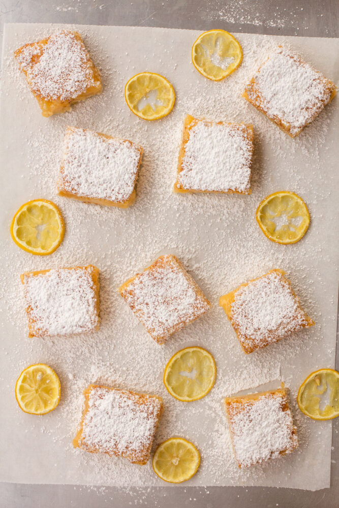 Lemon Bars made with lemon juice