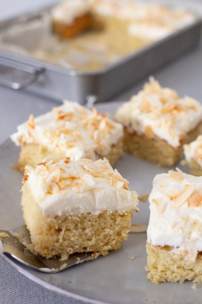 Coconut Cake baked in 9x13 pan