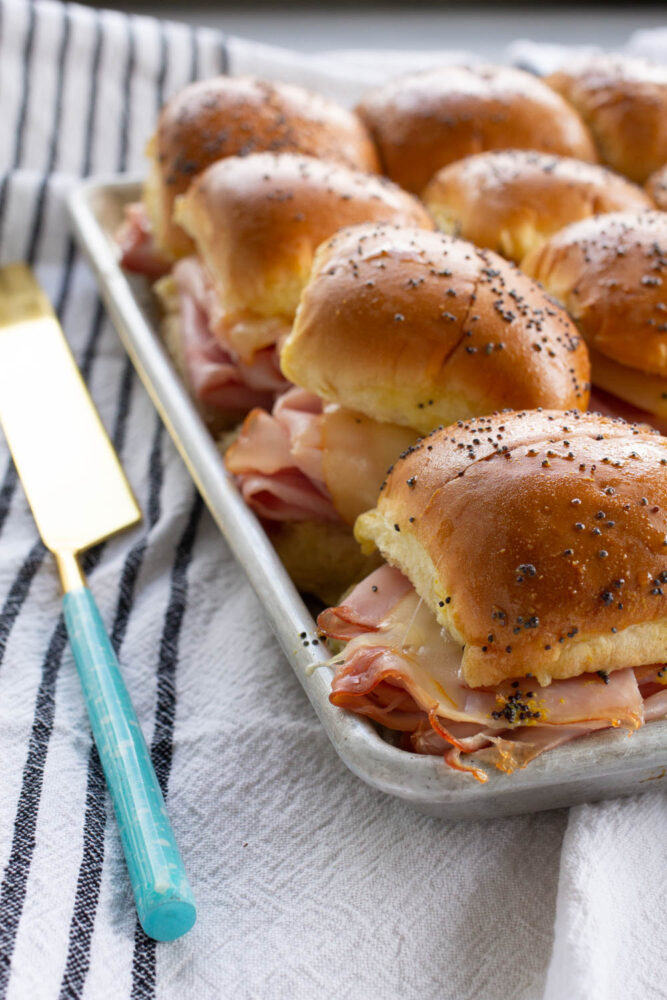 Easy Ham and Cheese Sliders with Poppyseed Topping