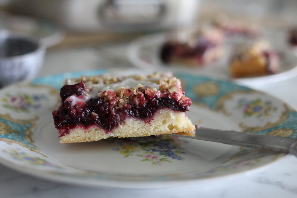 Best Cherry Pie Bars with Crumble Topping and Lemon Glaze