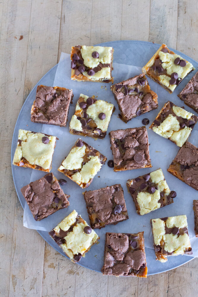 Easy Caramel Brownies made with a mix