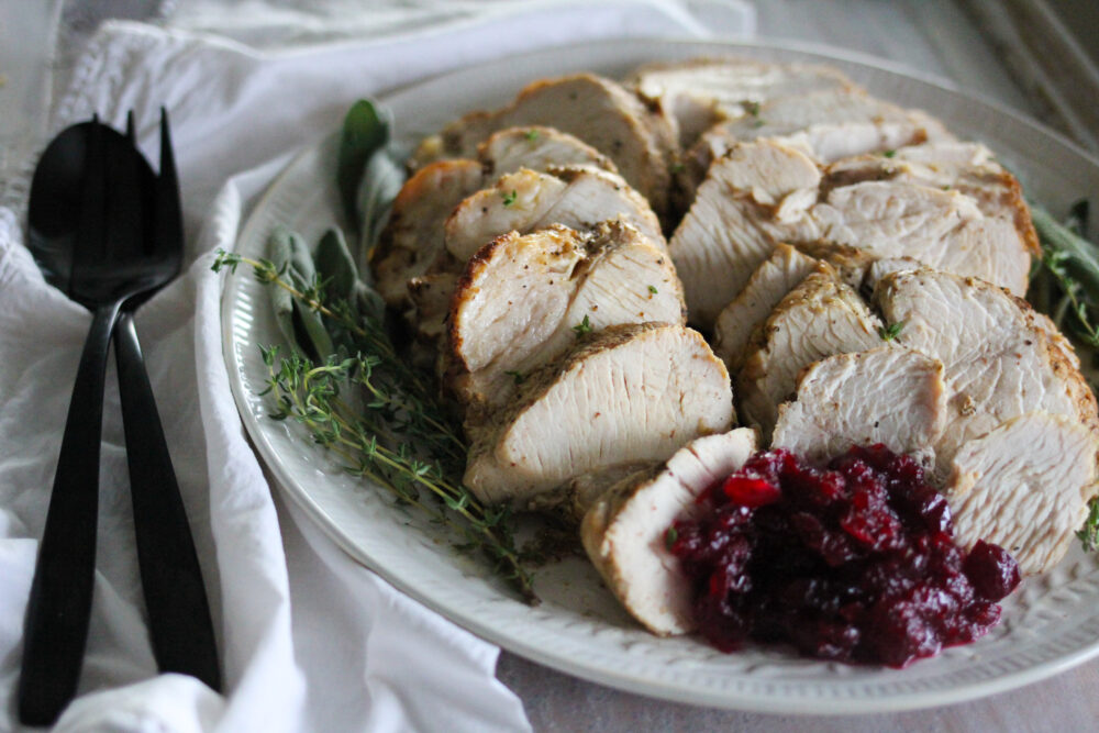 Turkey and fresh cranberry sauce