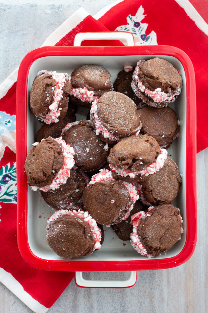 Chocolate Sandwich Candy Cane Cookies