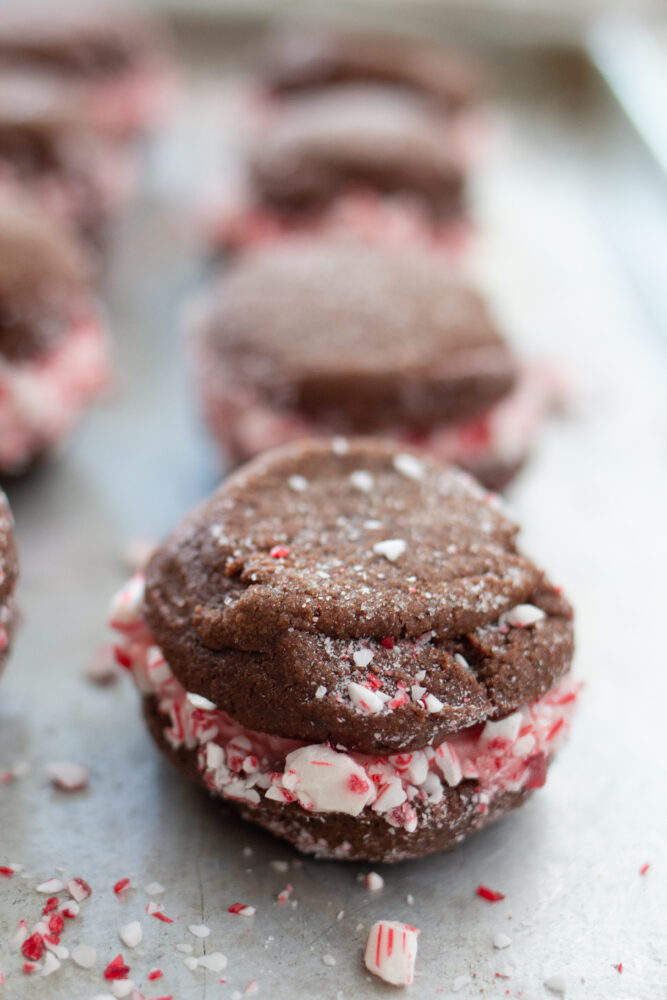 Chocolate Sandwich Candy Cane Cookies