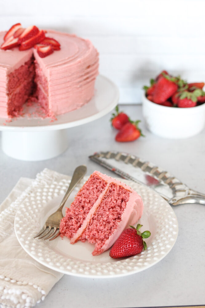 Strawberry Cake with Strawberry Cream Cheese Frosting