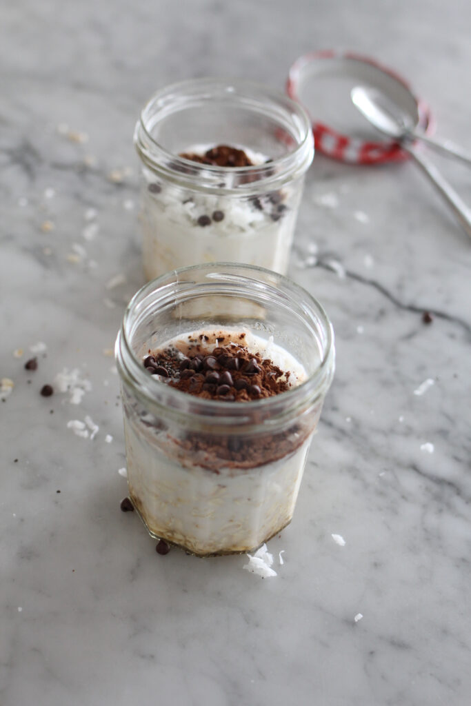 Overnight Oats Jar With Lid And Spoon Milk Fruit Salad Food