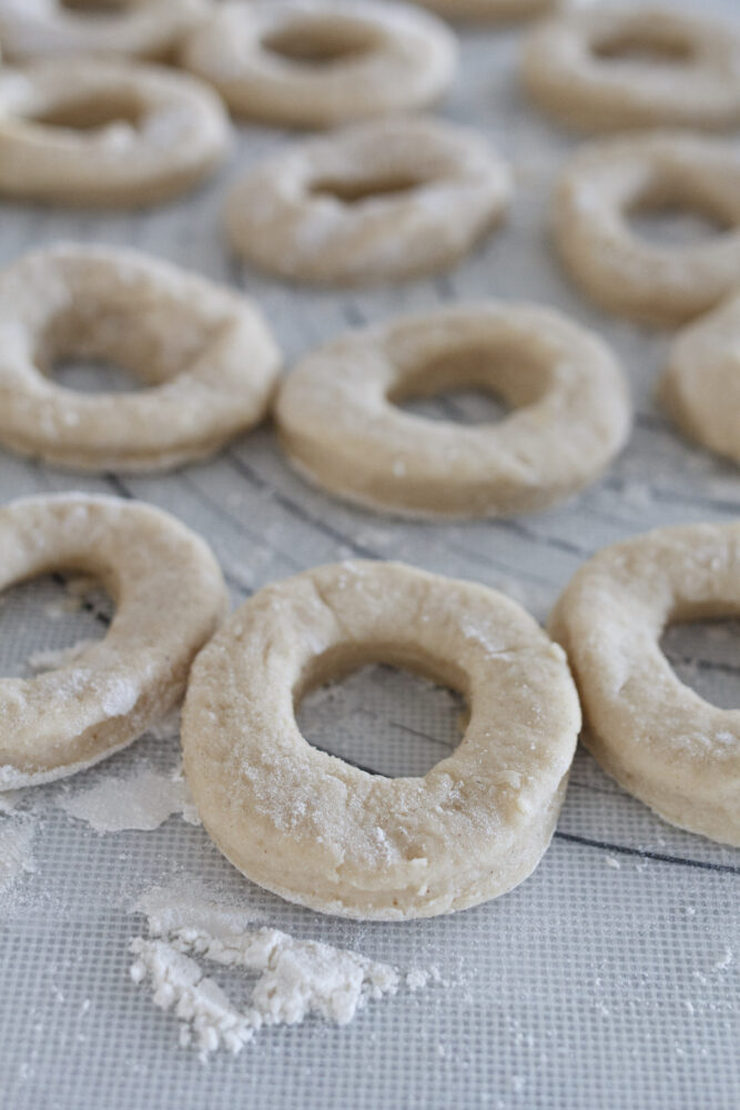 Donuts cut out of dough