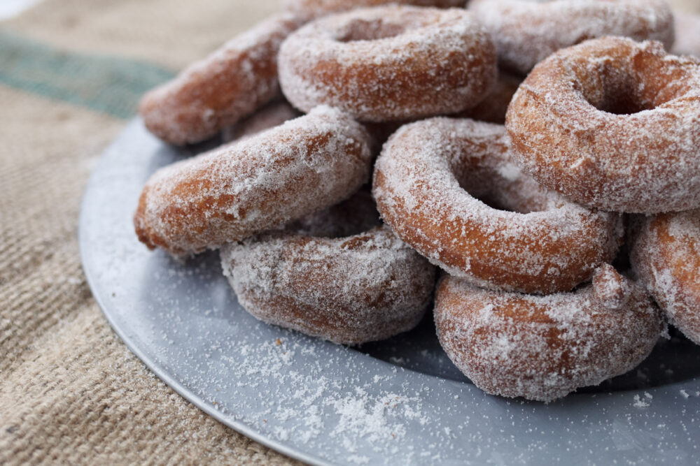 plate of homemade donuts