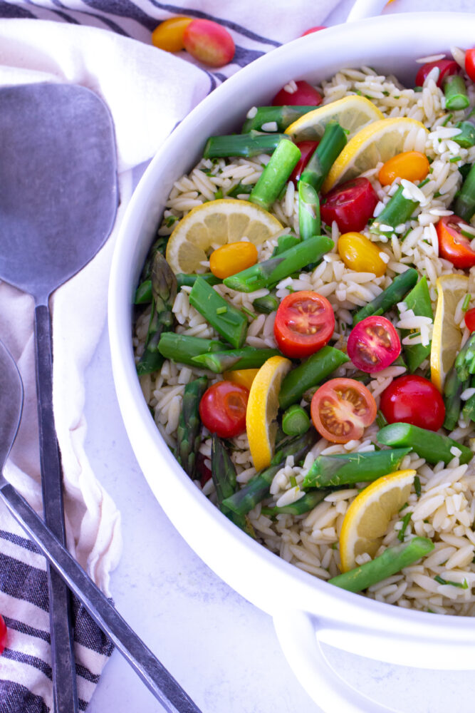 Lunch Meal Prep - Make Ahead Chickpea Orzo Salad - Savor + Savvy