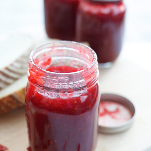 Easy Low-Sugar Peach Raspberry Jam | A Bountiful Kitchen