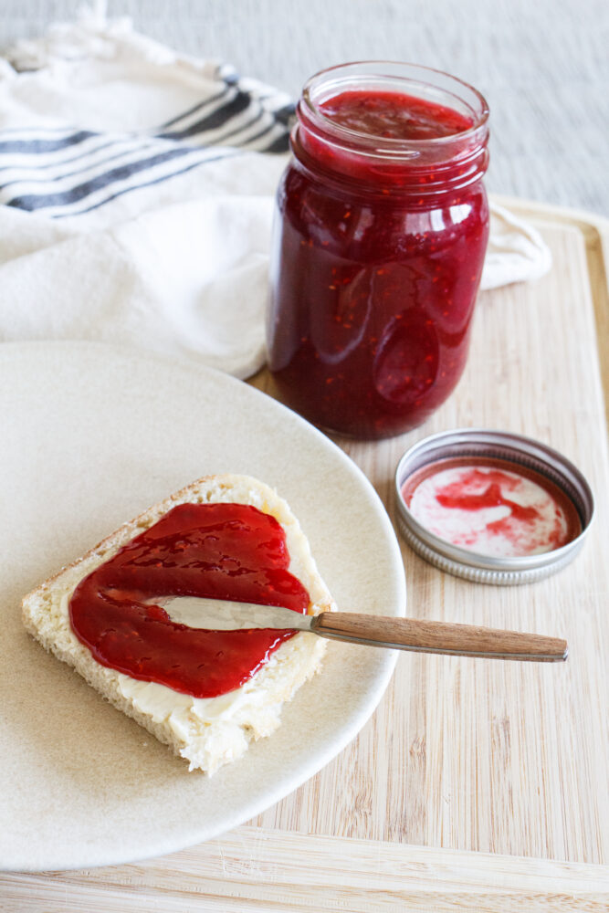 bread and peach raspberry jam