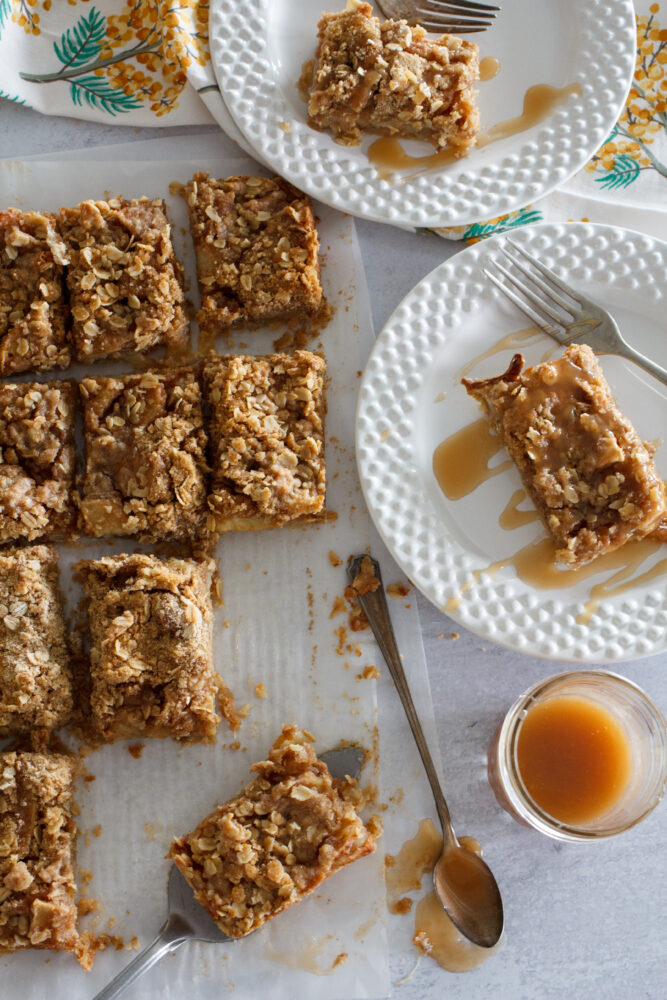 Best Apple Pie Bars with Salted Caramel Sauce