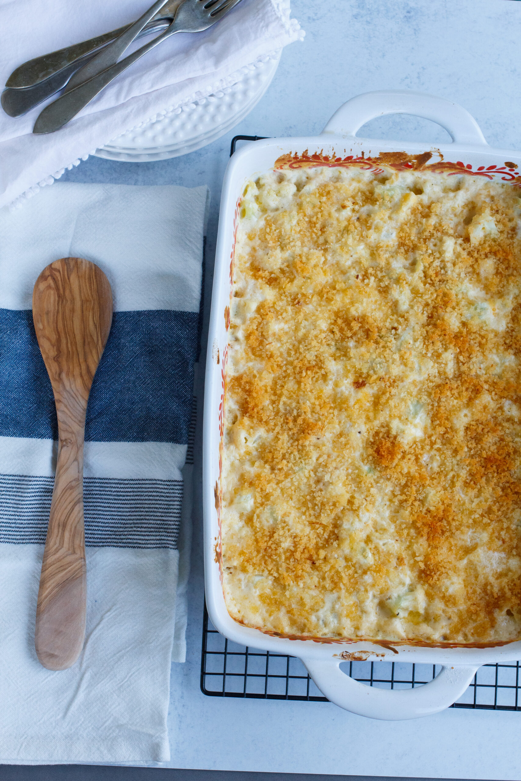 Easy Cheesy Baked Cauliflower Casserole | A Bountiful Kitchen