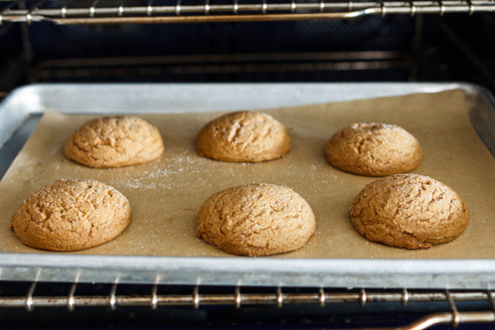 ginger cookies baking in oven