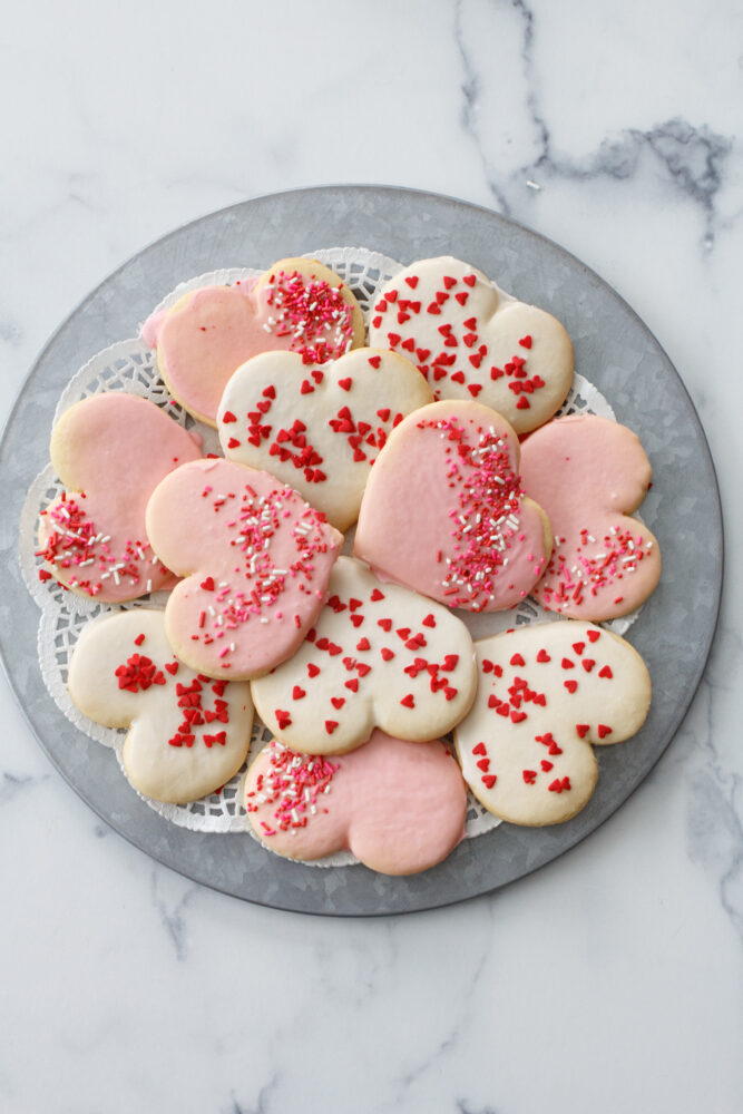 Plate of Valentine's Sugar Cookies 