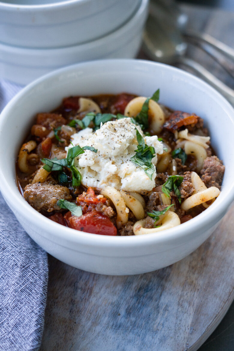 A bowl of Lasagna Soup
