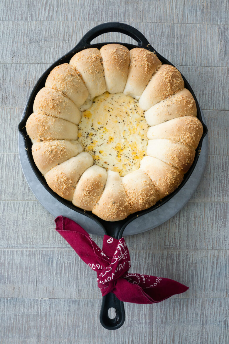 Easy 3 Cheese Skillet Dip baked