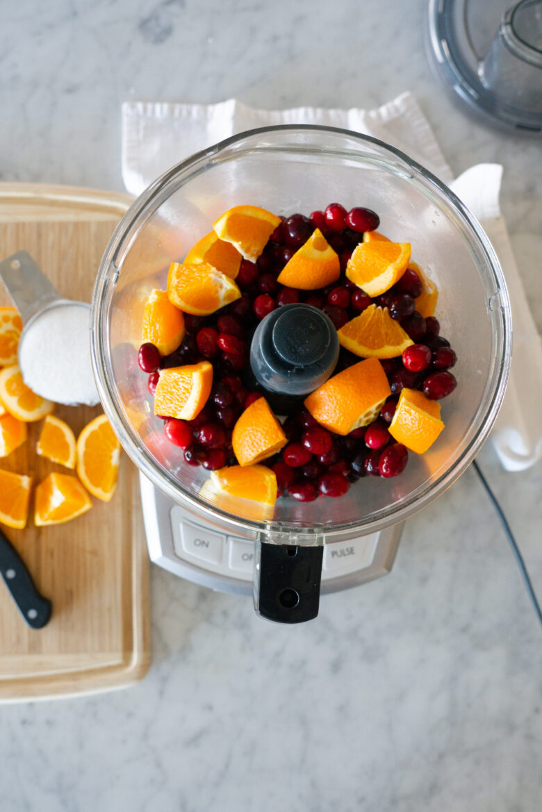 Ingredients to make fresh sweet cranberry relish