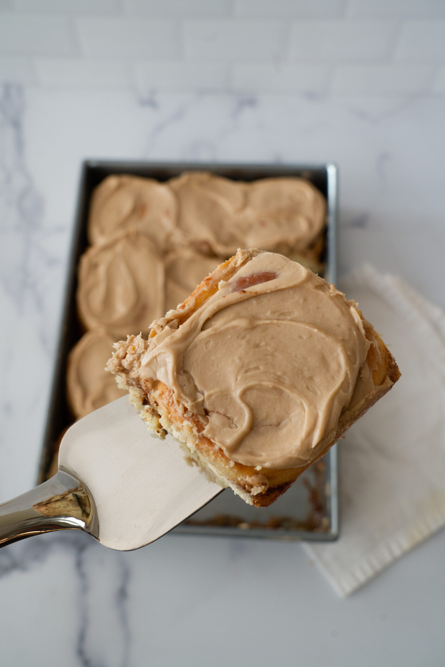 Maple cinnamon rolls up close